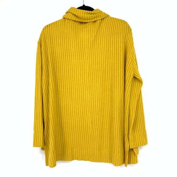 Maeve By Anthropologie Cowl Neck Ribbed Knit Sweater Womens Size M Yellow NEW - Picture 2 of 7